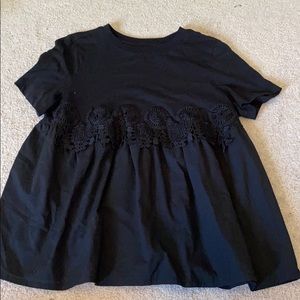 Basic black peplum detailed top